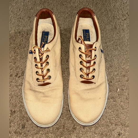 Polo by Ralph Lauren Men's Beige Canvas Sneakers - Picture 1 of 5